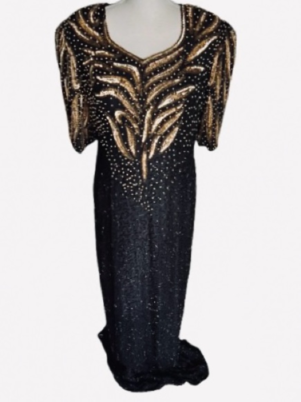 STUNNING!!! Vintage Silk Beaded Sequin MARK & JOHN by Goal Gown Wedding 90s 80s